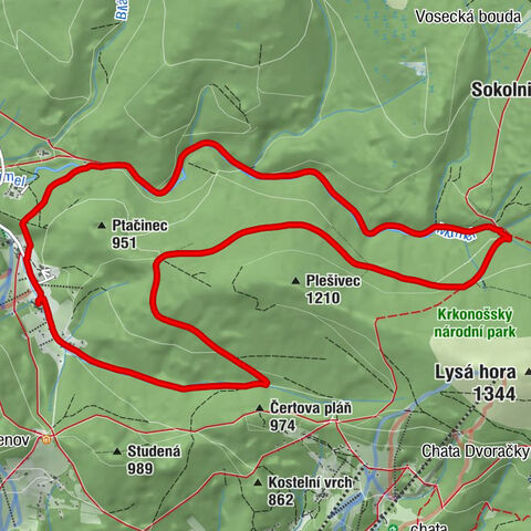 Ryžoviště - Rýžoviště - Mumlavský vodopád - Mumlavská Bouda