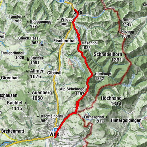 Bahnhof - Hüttchopf - Scheidegg - Wald ZH