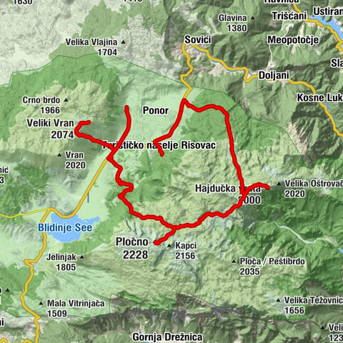 Hajdučke Vrleti - Veliki Vran - Pločno - Ski Staza - Ski Bar
