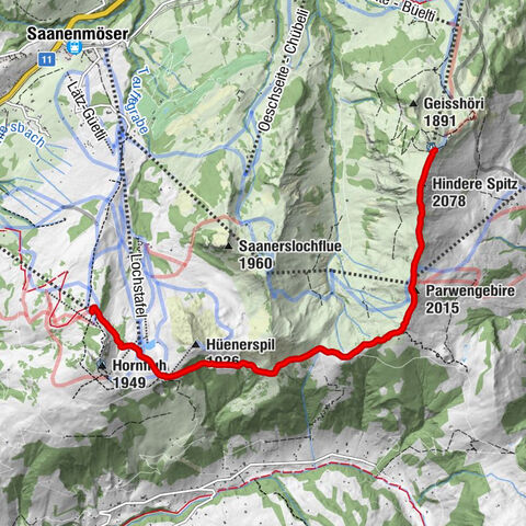 Horneggli - Parwengebire - Hindere Spitz - Bergrestaurant Rinderberg-Spitz