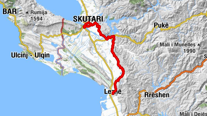 Shkodër - Kodra Lëkokë - Kodra Kuqe - Lezhë