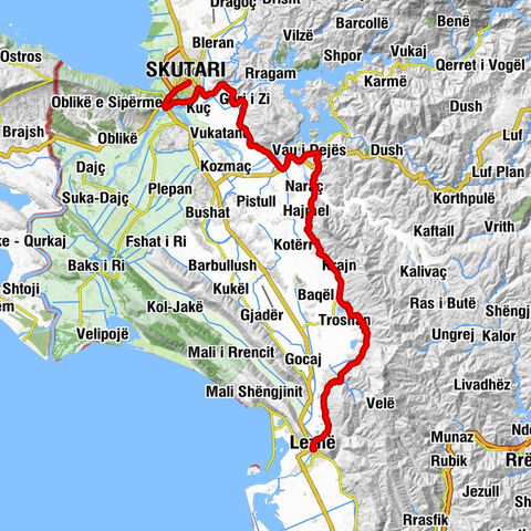 Shkodër - Kodra Lëkokë - Kodra Kuqe - Lezhë