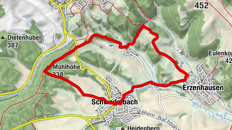 Schwedelbach - Mühlhöhe - Erzenhausen