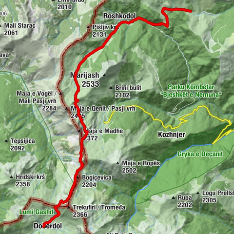 Dobërdol - Ravno brdo - Bogiqe - Milishevc