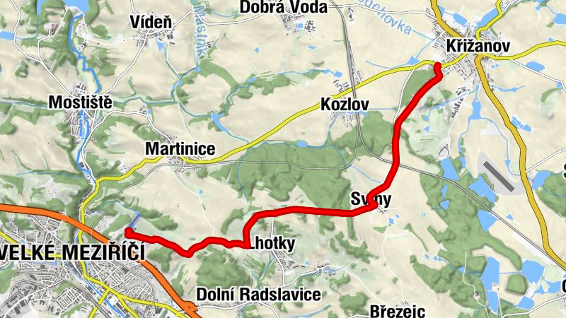 Sviny u Křižanova - Sviny - Velké Meziříčí - Fajtův kopec