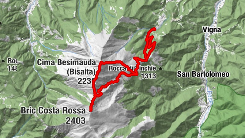 Peveragno - Cima Besimauda (Bisalta) - Sperone Centrale - Bric Costa Rossa