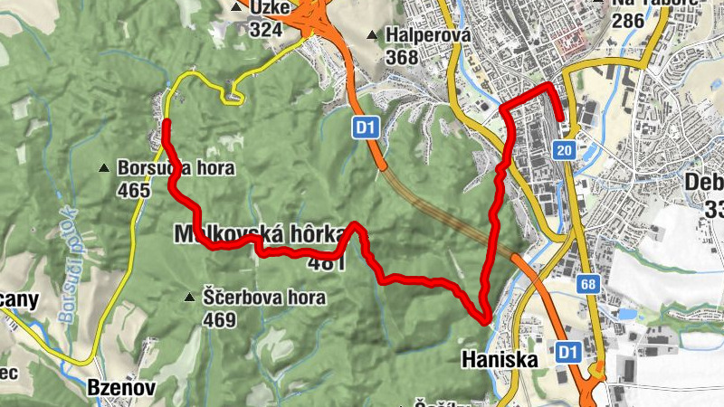 Prešov - Chata Borkút - Malkovská hôrka - Kostol sv. Donáta