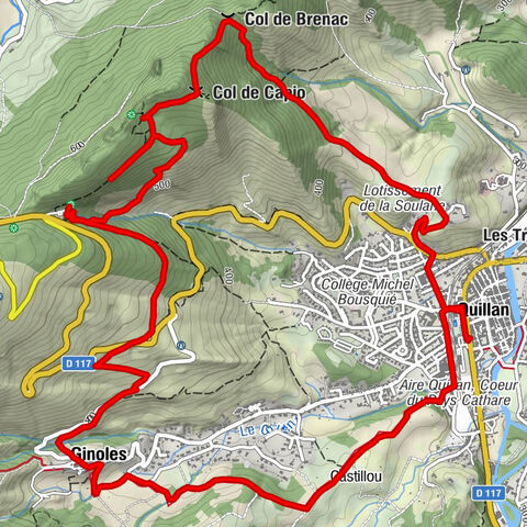 Quillan - Église Saint-André - Col de Capio - Col de Brenac