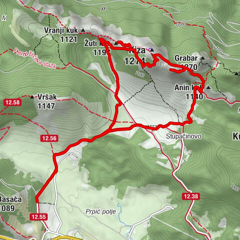 Planinarski dom Prpa - Kuk od pećica - Kiza - Žuti kuk