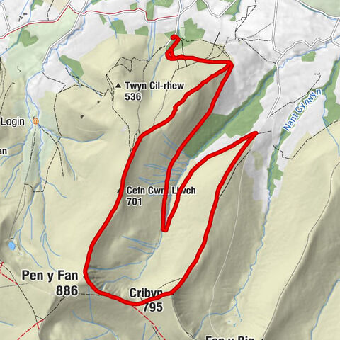 Llanfrynach - Cefn Cwm Llwch - Pen y Fan - Cribyn