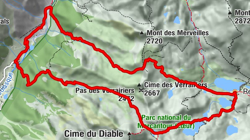 Pont du Countet - Refuge des Merveilles - Les Cluots - Belvédère