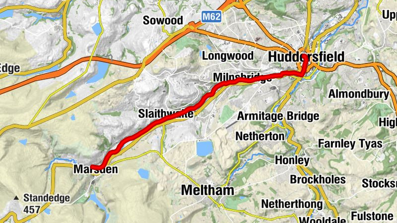 Huddersfield - Milnsbridge - Cowlersley - Marsden