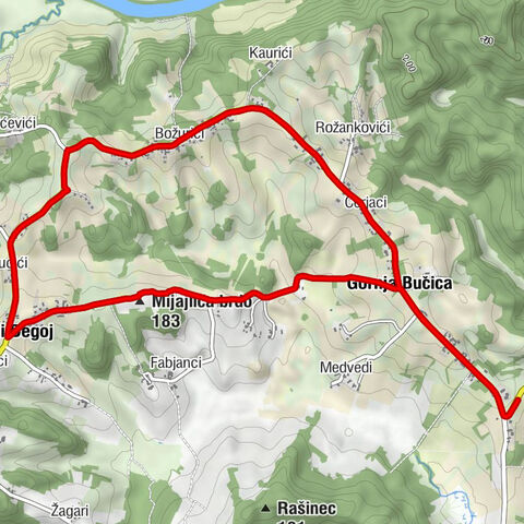 Donje Taborište - Dobrinići - Gornja Bučica - Mijajlića brdo