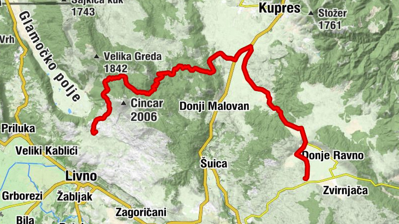 Kupres - Ognjišta - Crna rijeka - Planinarski dom Kruzi
