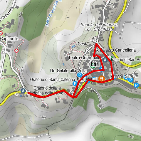 Chiesa di Santa Maria Assunta e San Leonardo - Trattoria I Burattinai - Oratorio della Madonna della Neve - Lari