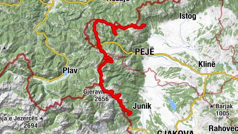 Komuna e Pejës / Opština Peć - Hajla / Hajlë - Gjeravicë - Komuna e Gjakovës / Opština Ðakovica