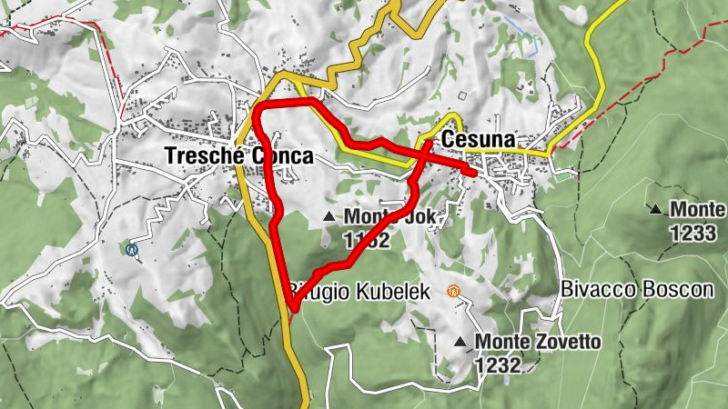 Cesuna - Casetta Rossa - Tresché Conca - Baita Jok