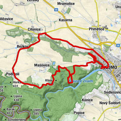 Znojmo - Hradiště - Podmolí - Bezkov