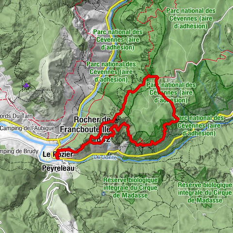 Peyreleau - Le Rozier - Rocher de Capluc - Rocher de Francbouteille