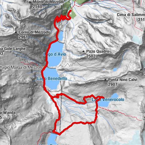 Malga Caldea - Rifugio Malga di Mezzo - Chiesetta della Madonna dell'Adamello - Rifugio Giuseppe Garibaldi