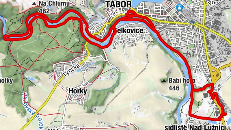 Sezimovo Ústí - sídliště Nad Lužnicí - Tábor - Harrachovka