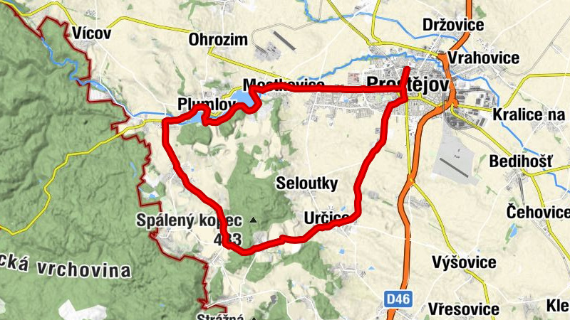 Prostějov místní nádraží - Prostějov - Restaurace Koliba u Čápa - Mostkovice