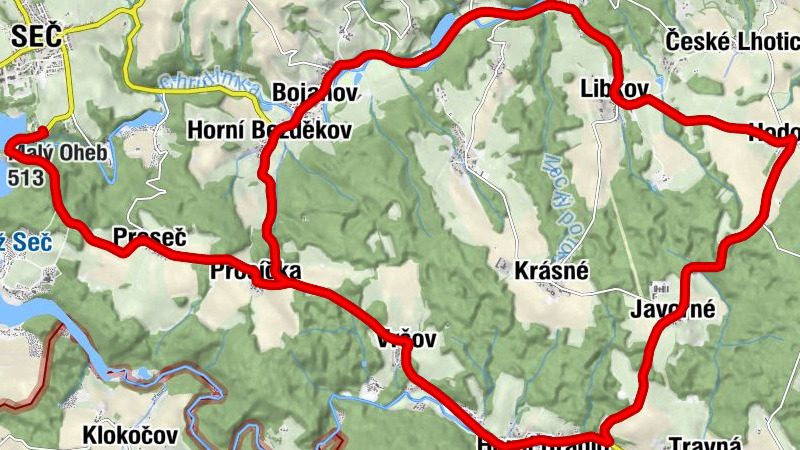 Proseč u Seče - Proseč - Prosíčka - Horní Bezděkov