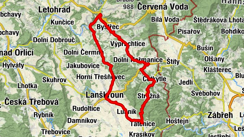 Jablonné nad Orlicí - Kostel sv. Anny - Vlčí vrch - U Luxů