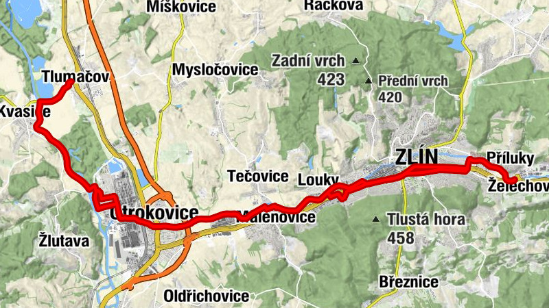 Příluky u Zlína - Zlín - Pushkar - Otrokovice