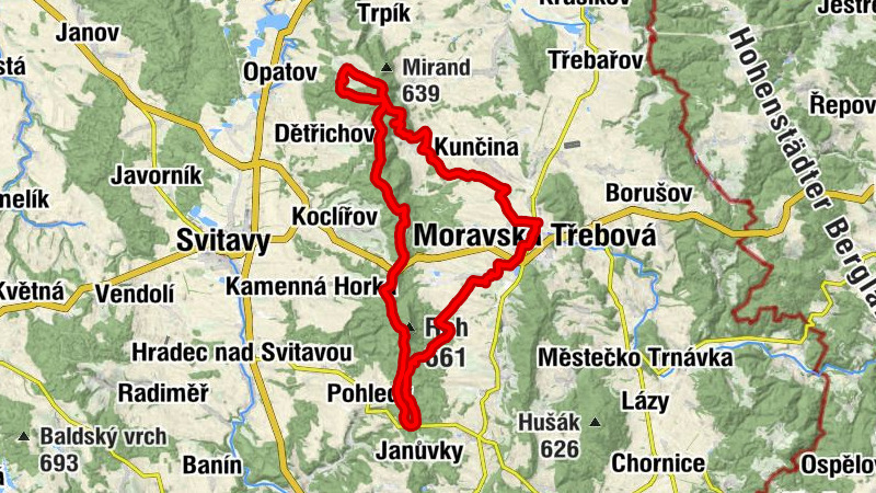 Moravská Třebová - U Mariánského obrázku - Hřebcov - Mladějovský vrch