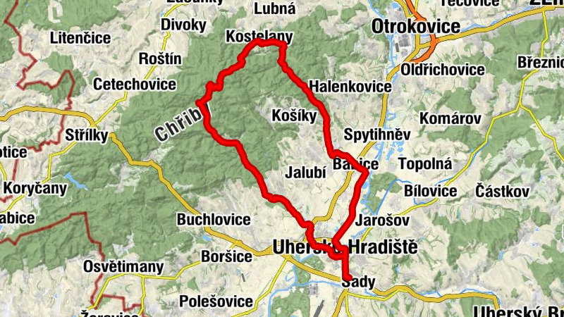 Kunovice - kaple sv. Jana Nepomuckého - Lesní penzion Bunč - Hnidavec