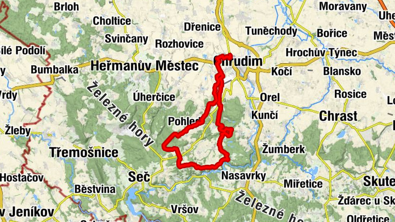 Chrudim - Vrcha - Sobětuchy - Zabitý kopec