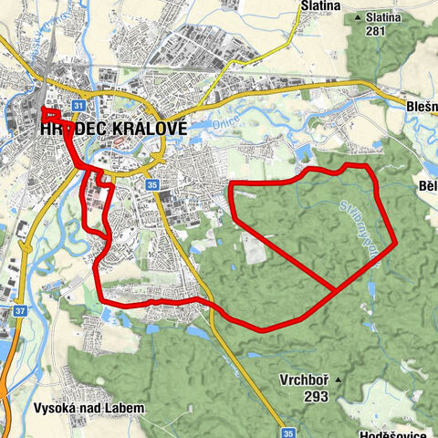 Hradec Králové hlavní nádraží - Božské srdce Páně - Střelecká-západ - Hradec Králové