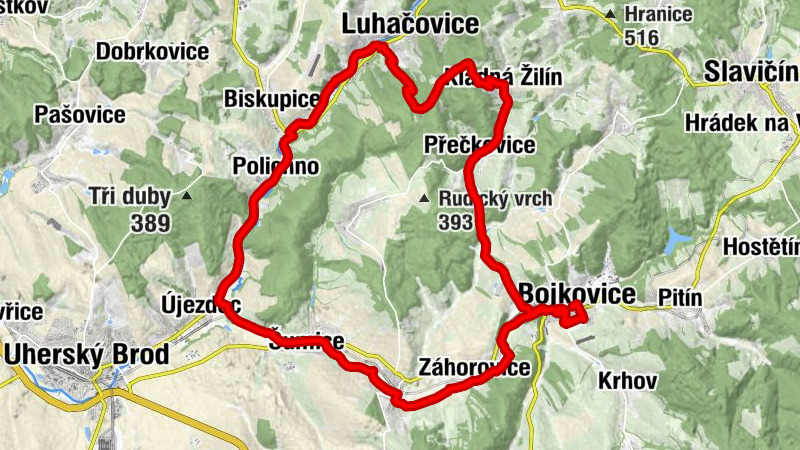 Hvězda - Bojkovice - Masaro - Luhačovice