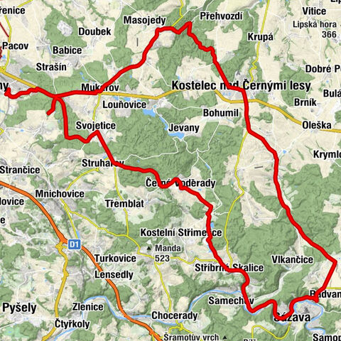 Říčany - Restaurace U Veterána - Kostelec nad Černými lesy - Sázava