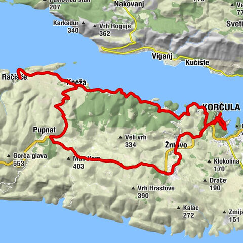 Korčula - Sv. Luka - Kapelica Gospe Lurdske - Punta Jurana