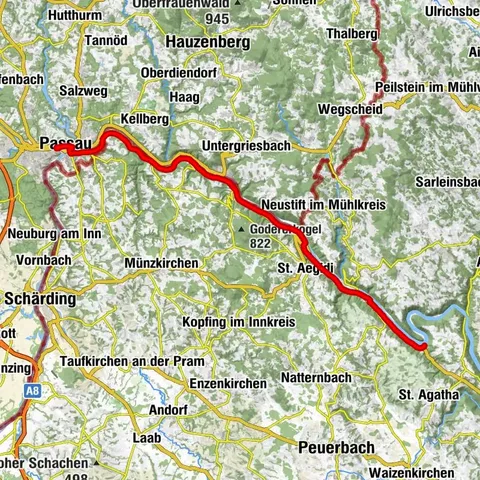 Donauradweg Etappe 1 Südufer: Passau - Schlögen
