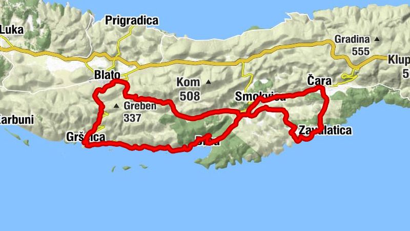 Zavalatica - Smokvica - Grščica - crkva Gospe od Čarskog Polja