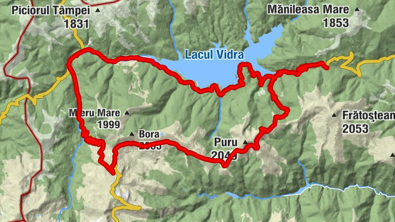 Voineasa - Terasă Pensiunea Vidruța - Obârșia Lotrului - Belvedere lac Vidra