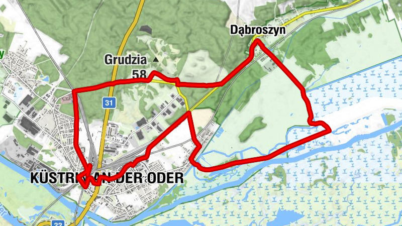 Kostrzyn - Kostrzyn nad Odrą - Warniki - Dąbroszyn