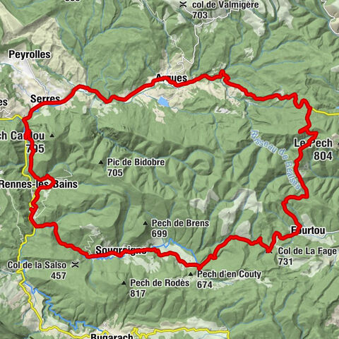 Le Cardou - Col de La Fage - Église Saint-Étienne - Rennes-les-Bains
