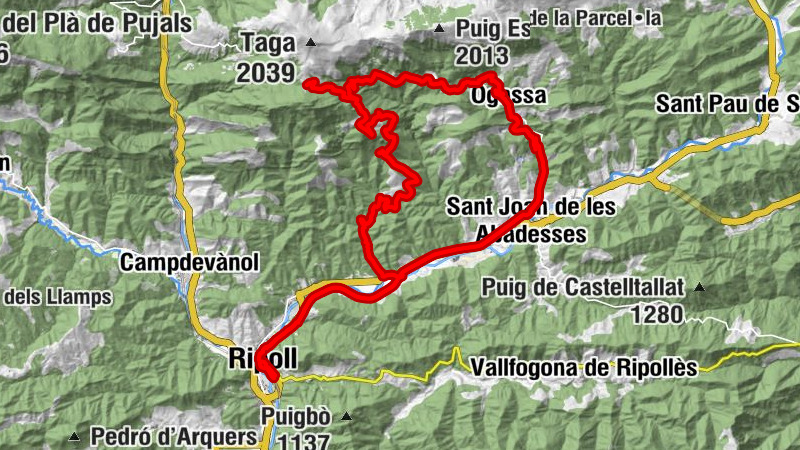 Ripoll - Coll de Jou - Refugi forestal de Sant Jordi - Esglèsia de Sant Martí d'Ogassa