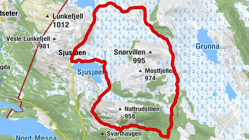 Ringsaker - Sjusjøen - Kuåsen - Moste