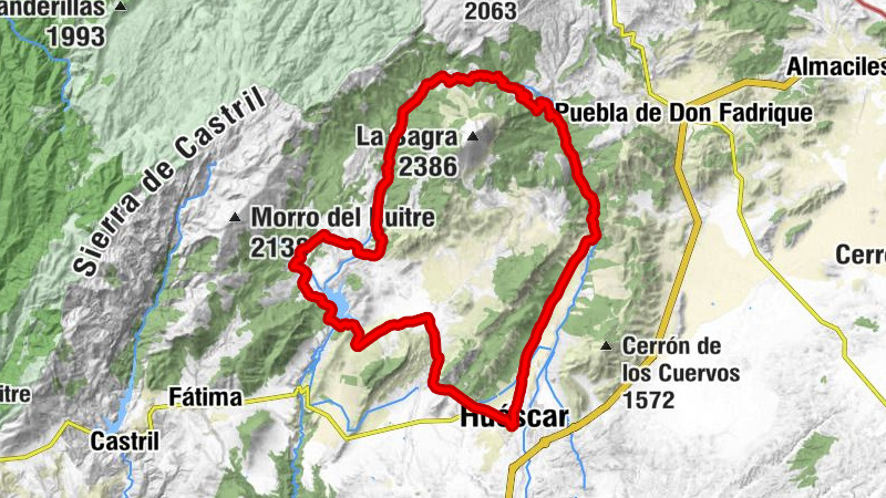 Huéscar - Las Yeseras - Los Collados de la Sagra - Cueva Letreros de los Mártires