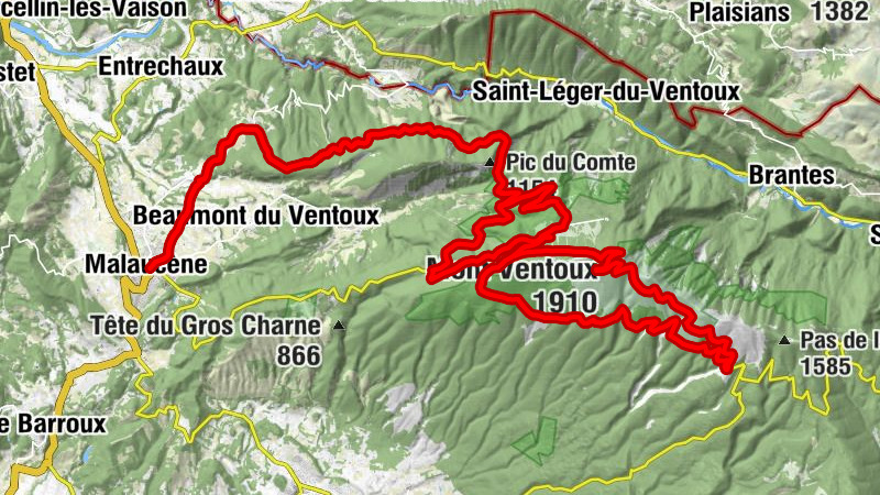 Malaucène - Col du Comte - Col des Tempêtes - Mont Ventoux