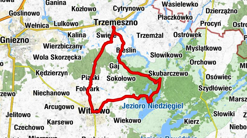 Trzemeszno - Bombola - Orla Góra - Witkowo