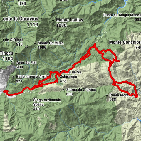 Sa Spindua - S'Arcu de Su Schisorgiu - mitza Monti Mannu - Medau di Monte Nieddu