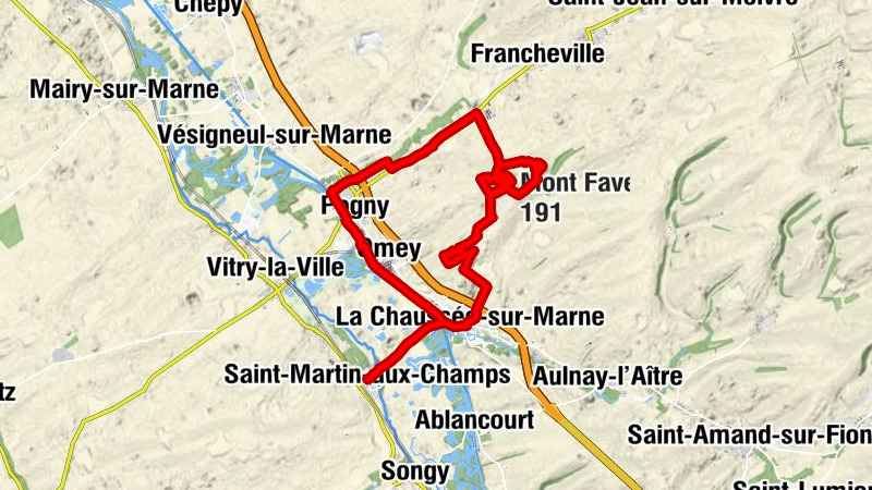 Saint-Martin-aux-Champs - La Chaussée-sur-Marne - Mont Faverger - Pogny
