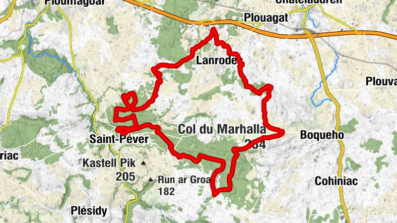 Kersteun - Pont Lean - Col du Marhalla - La Villeneuve