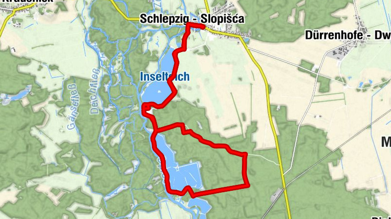 Schlepzig - Slopišća - Petkamsberg - Pětkamcojc góra